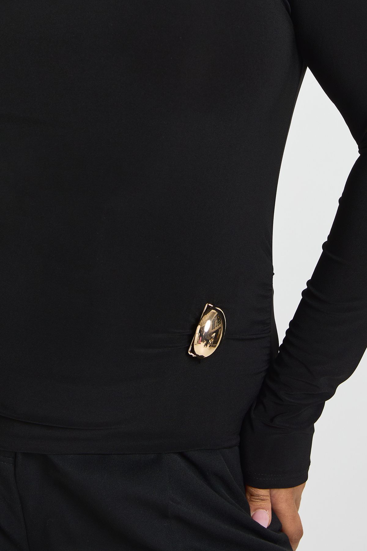 Plus Long Sleeve Ruched Trim Detail Top - Image 4
