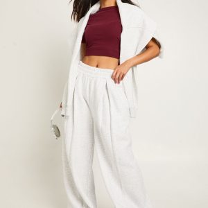 Petite High Waist Pleat Detail Straight Leg Jogger
