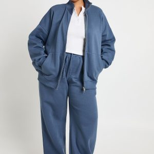 Plus Double Ended Zip Funnel Neck Sweatshirt Tracksuit
