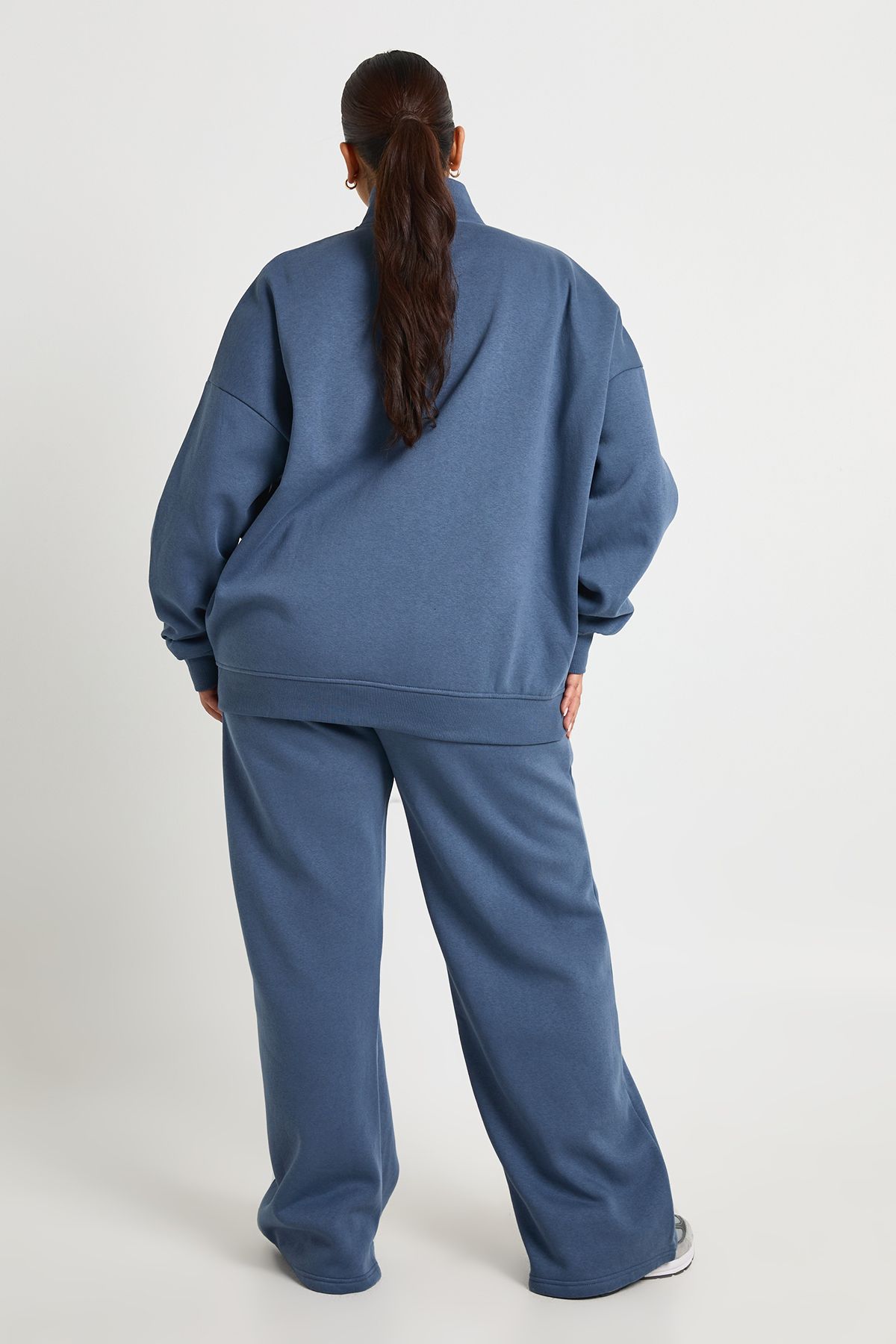 Plus Double Ended Zip Funnel Neck Sweatshirt Tracksuit - Image 2