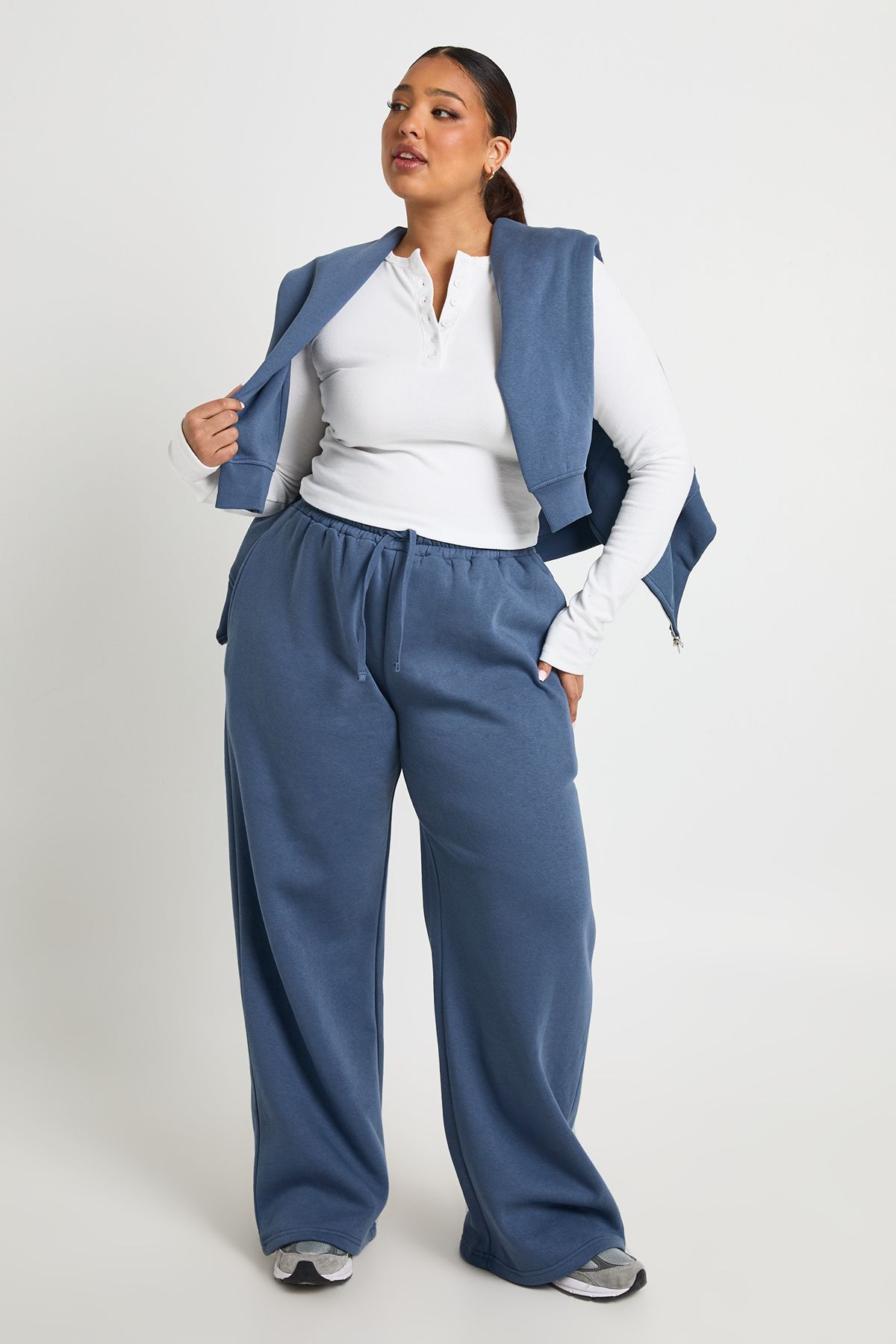 Plus Double Ended Zip Funnel Neck Sweatshirt Tracksuit - Image 3