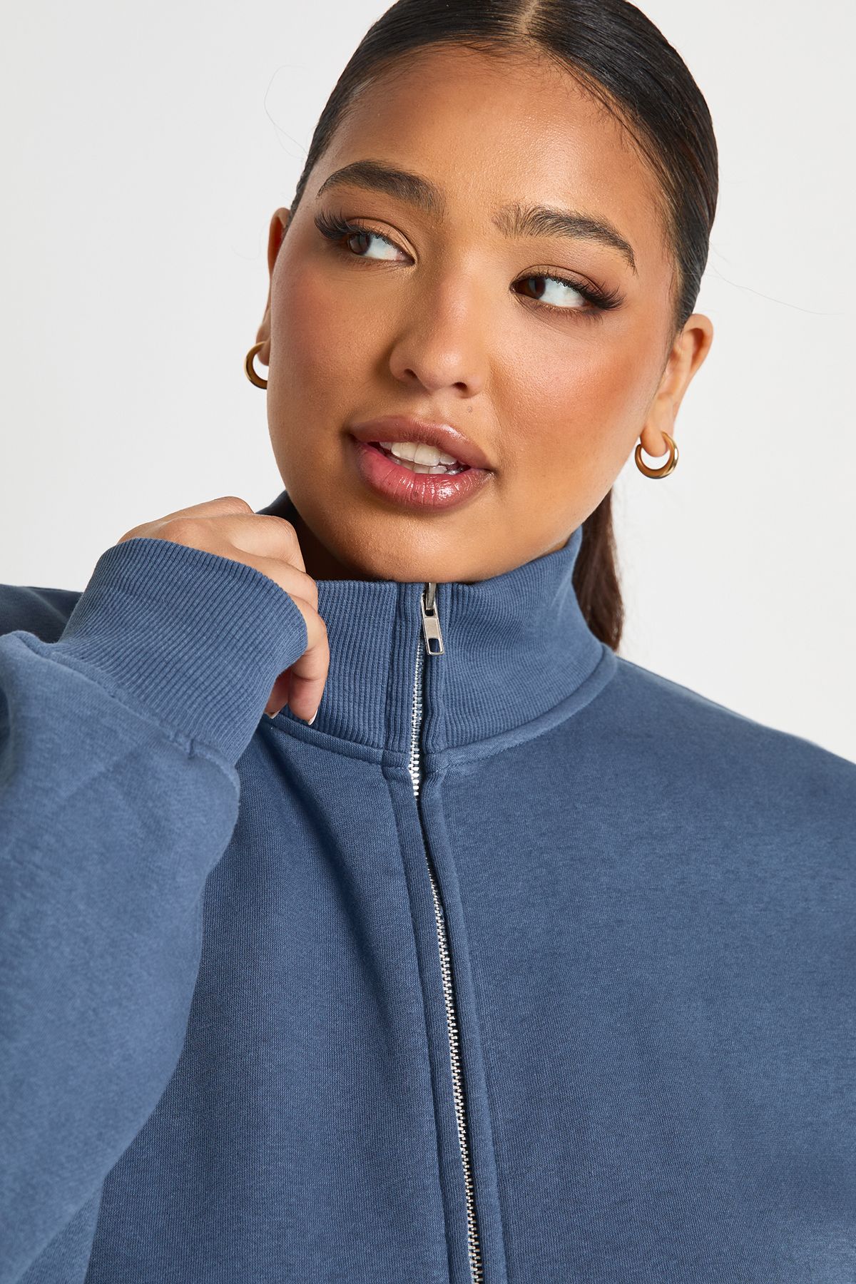 Plus Double Ended Zip Funnel Neck Sweatshirt Tracksuit - Image 4