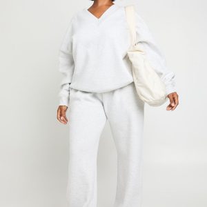 Plus V Neck Varsity Sweashirt Tracksuit