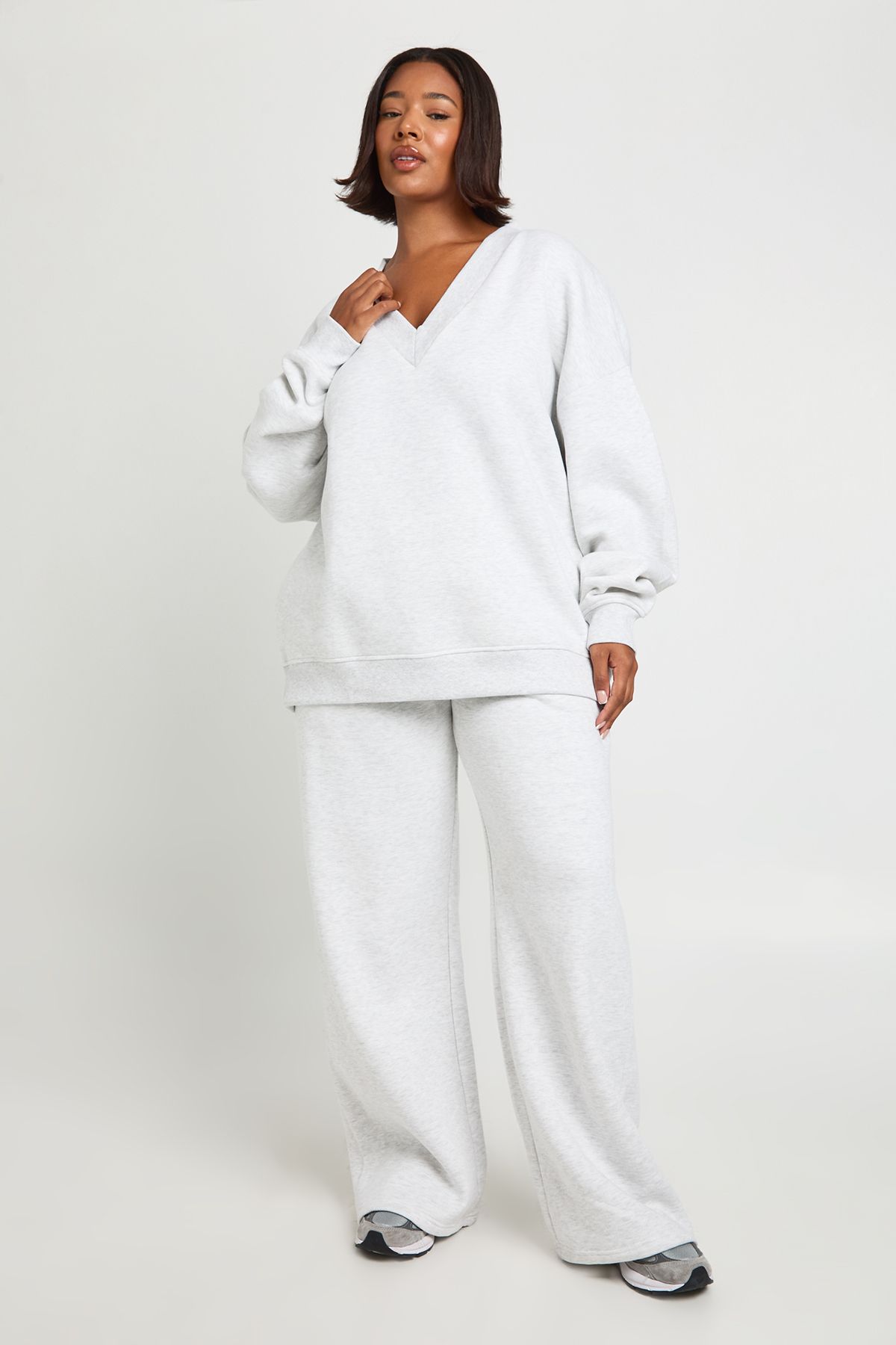 Plus V Neck Varsity Sweashirt Tracksuit - Image 3