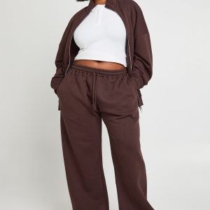 Plus Double Ended Zip Funnel Neck Sweatshirt Tracksuit