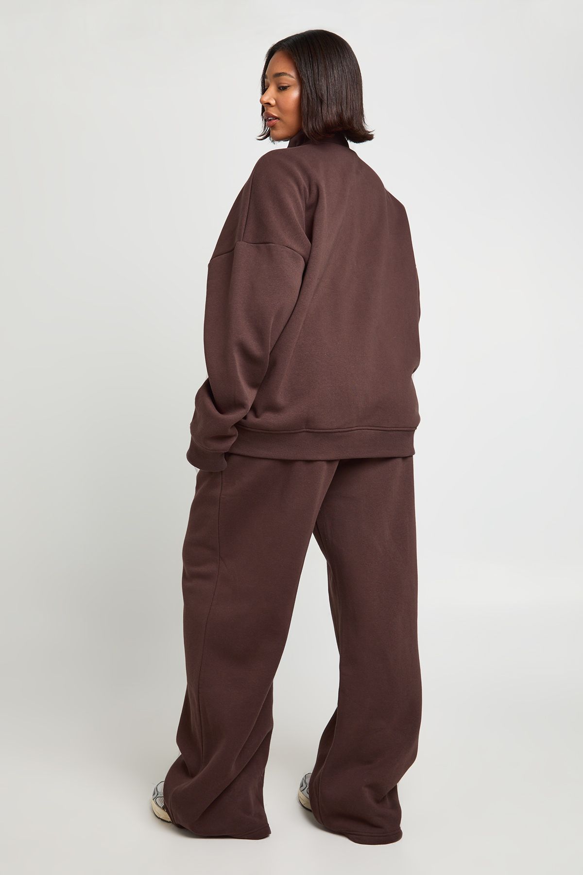 Plus Double Ended Zip Funnel Neck Sweatshirt Tracksuit - Image 2