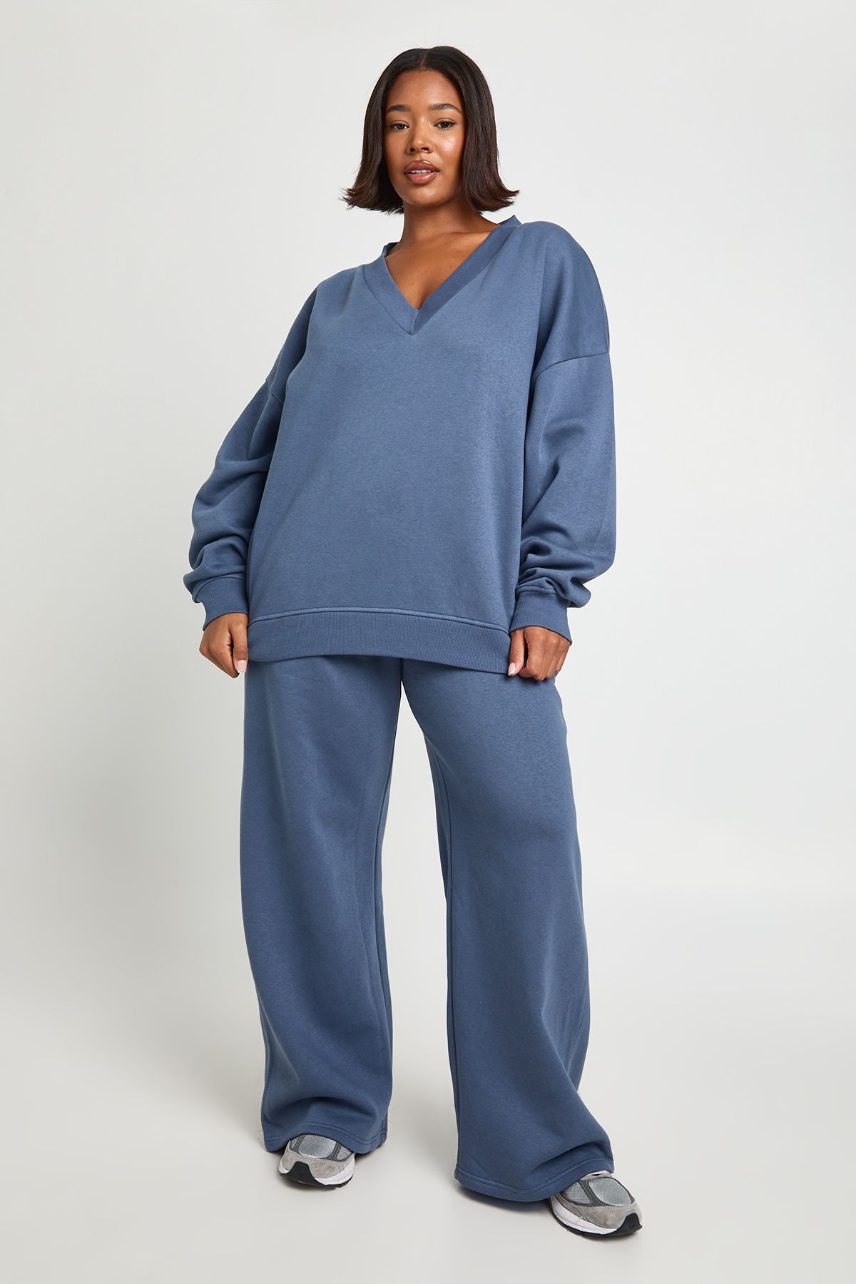 Plus V Neck Varsity Sweashirt Tracksuit - Image 3