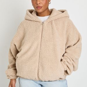 Plus Borg Zip Through Hoodie