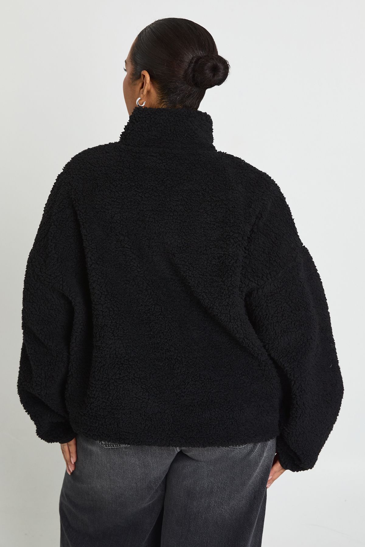 Plus Borg Button Down Sweatshirt - Image 2