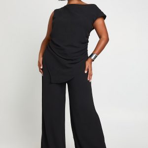 Plus Woven Asym Hem Trouser Co-ords