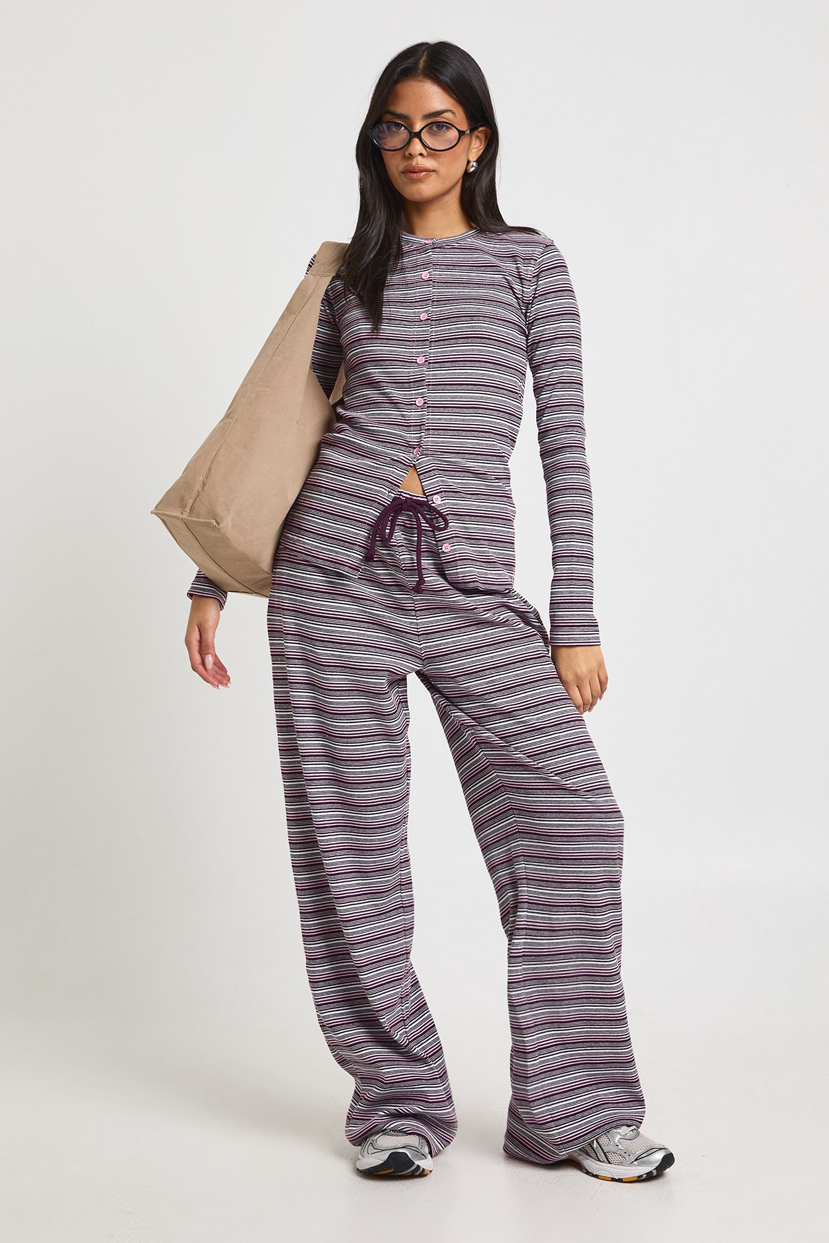 Stripe Rib Drawcord Trouser