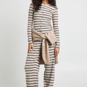 Stripe Rib Drawcord Trouser