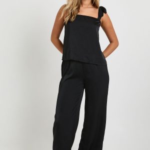 Satin Tie Strap Cami & Trouser PJ Set