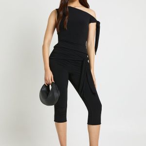 Double Layer Slinky Tie Waist Capri