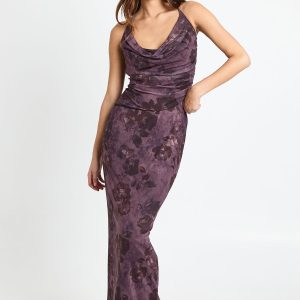 Floral Printed Mesh Maxi Skirt