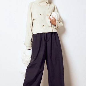 Poplin Low Rise Concealed Waistband Balloon Trousers