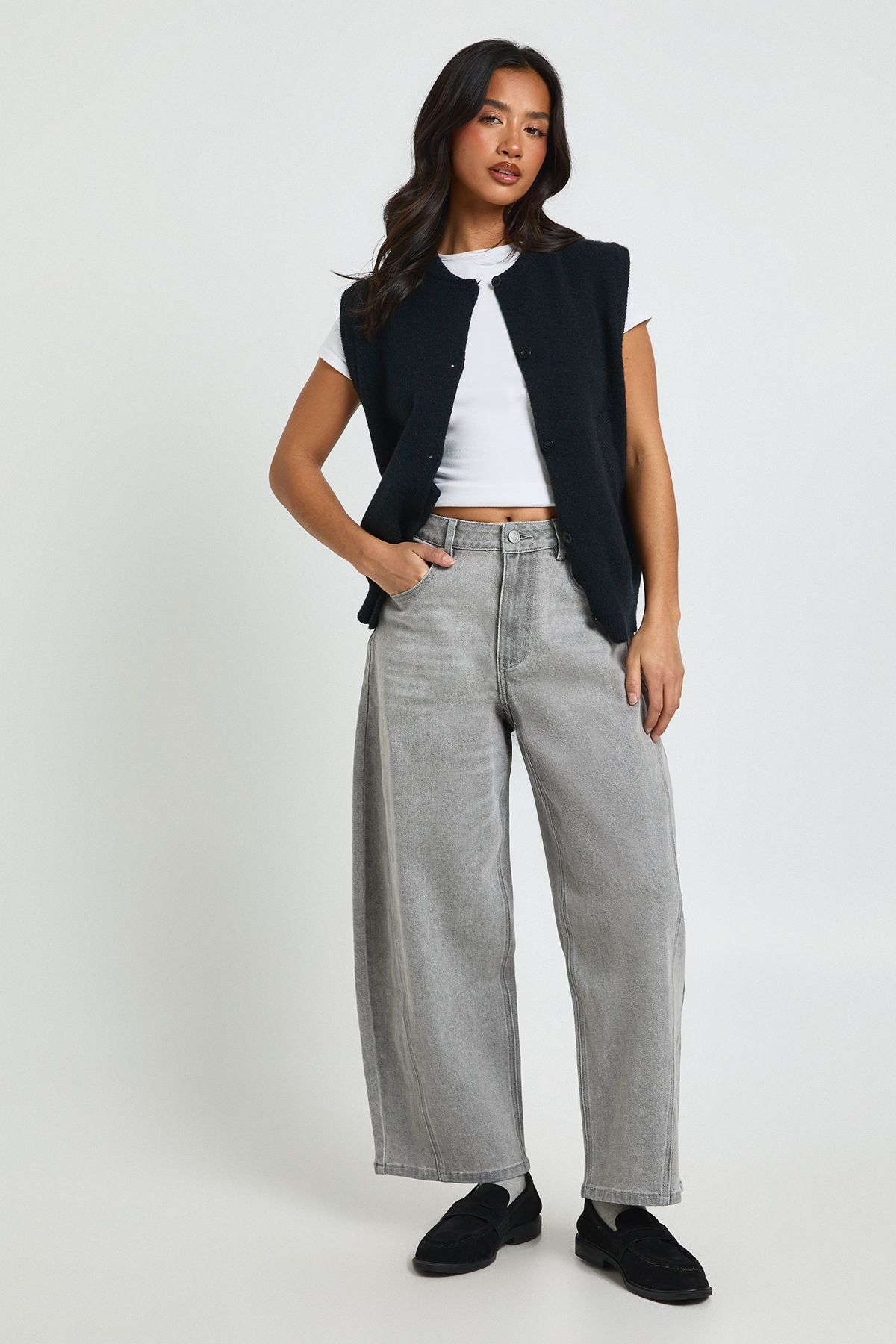 The Petite Mid Waist Barrel Jean