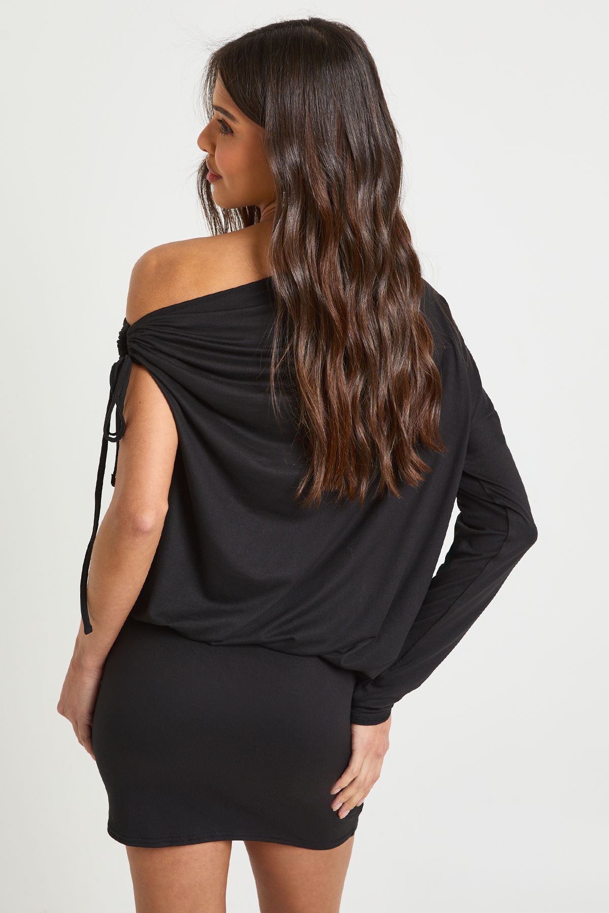 Soft Touch Drape Shoulder Mini Dress - Image 2