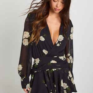 Floral Print Ruched Front Mini Dress