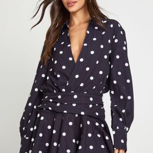 Polka Dot Ruched Front Mini Dress