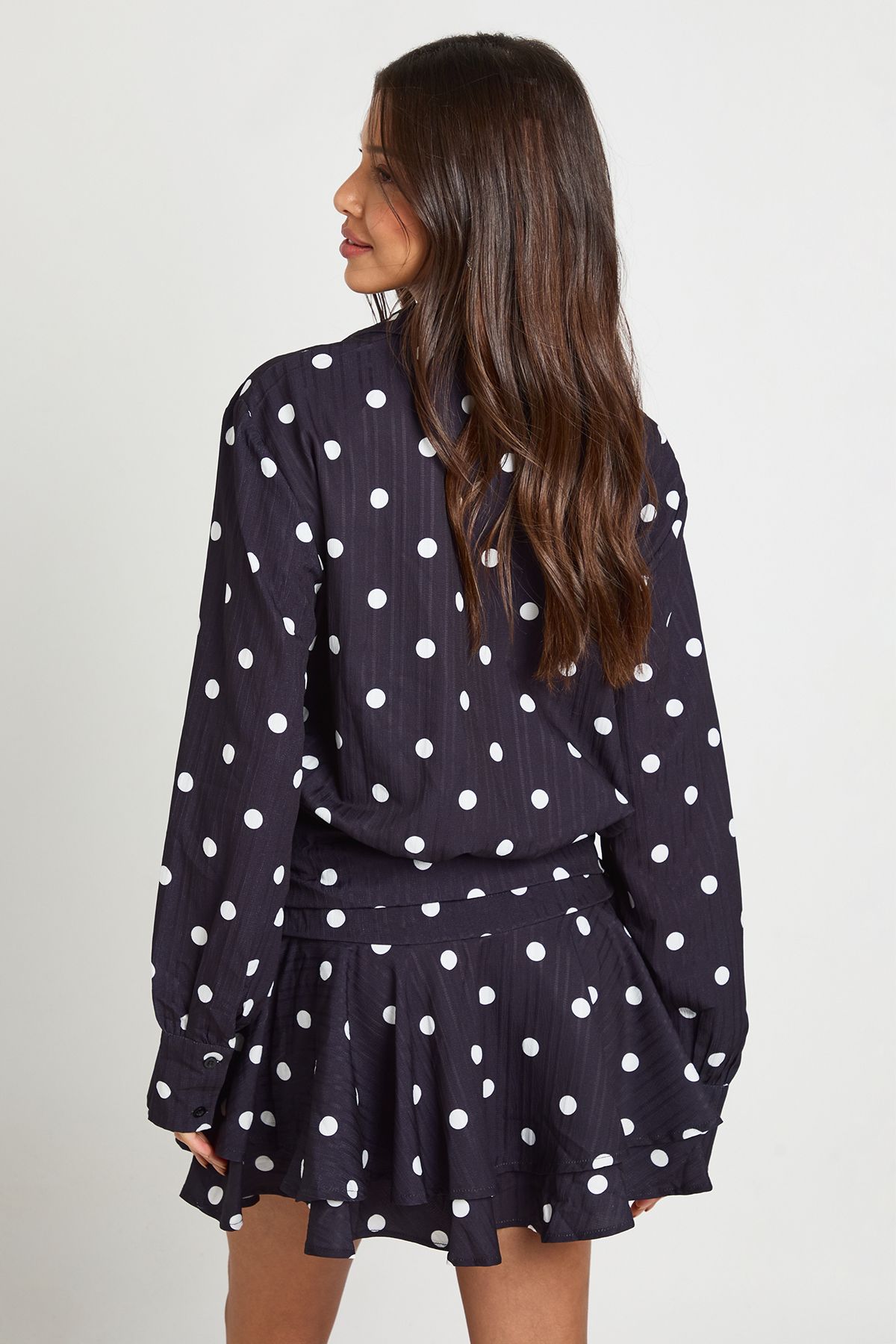 Polka Dot Ruched Front Mini Dress - Image 2