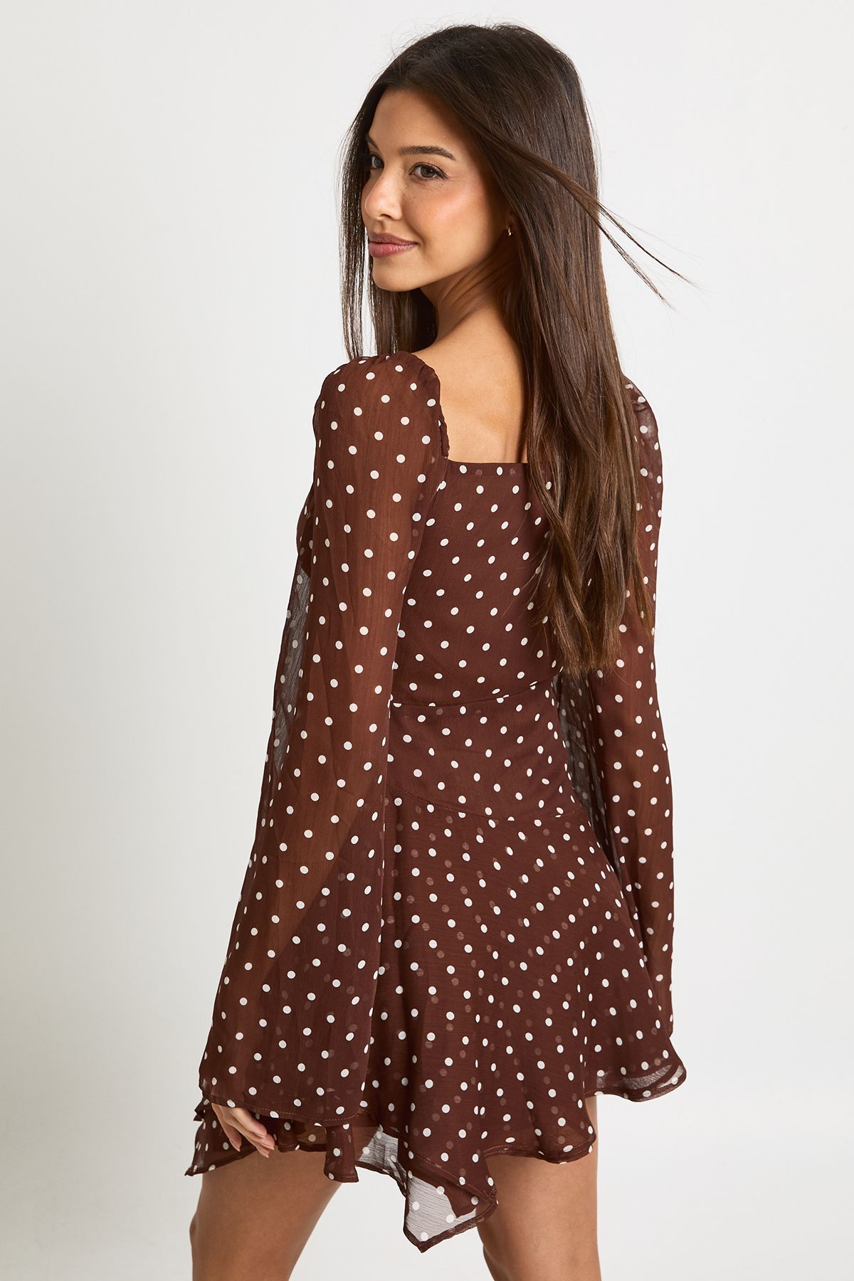 Polka Dot Ruched Sweetheart Pleated Skater Dress - Image 2