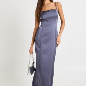 Satin Lace Back Maxi Slip Dress