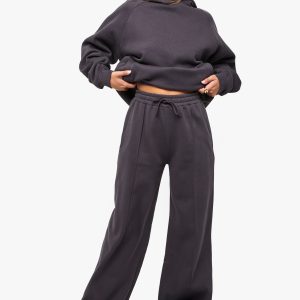 Petite Pintuck Detail Deep Waistband Wide Leg Jogger