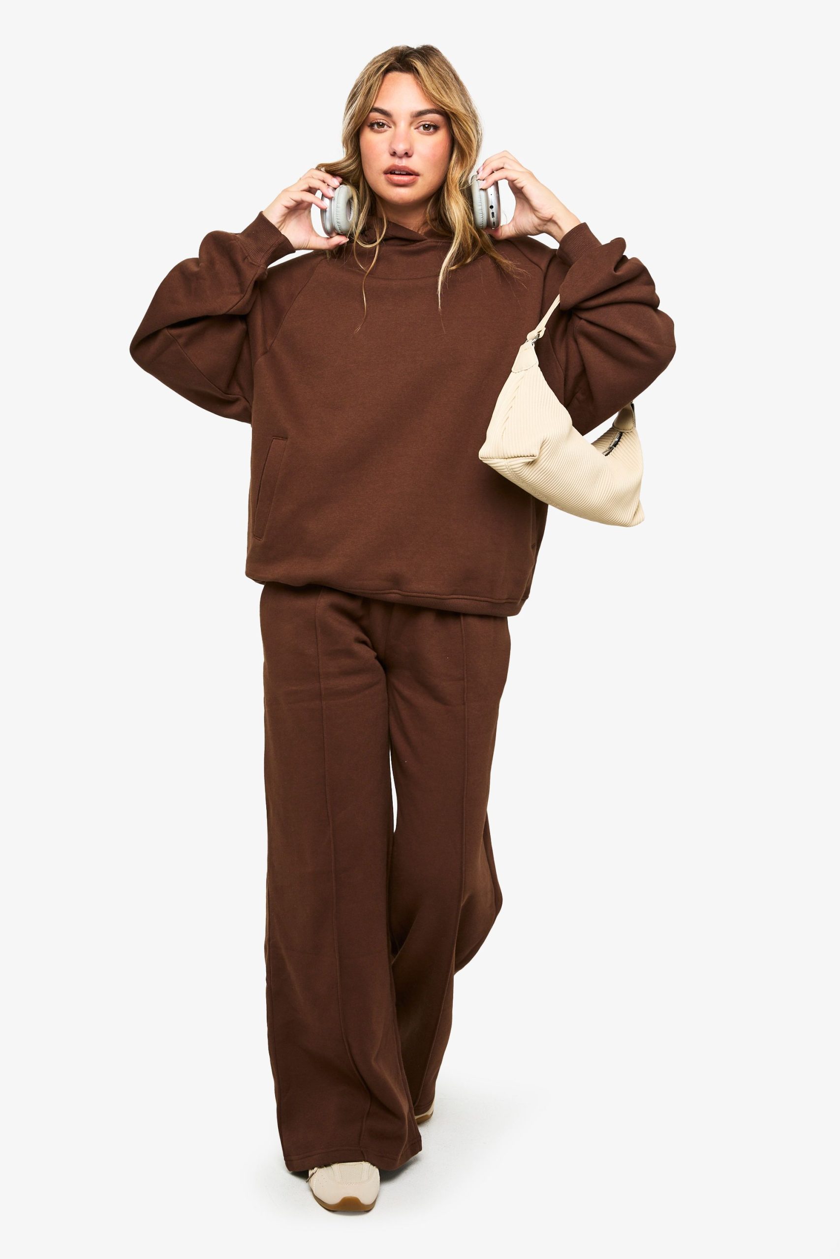 Tall Pintuck Detail Deep Waistband Wide Leg Jogger - Image 3