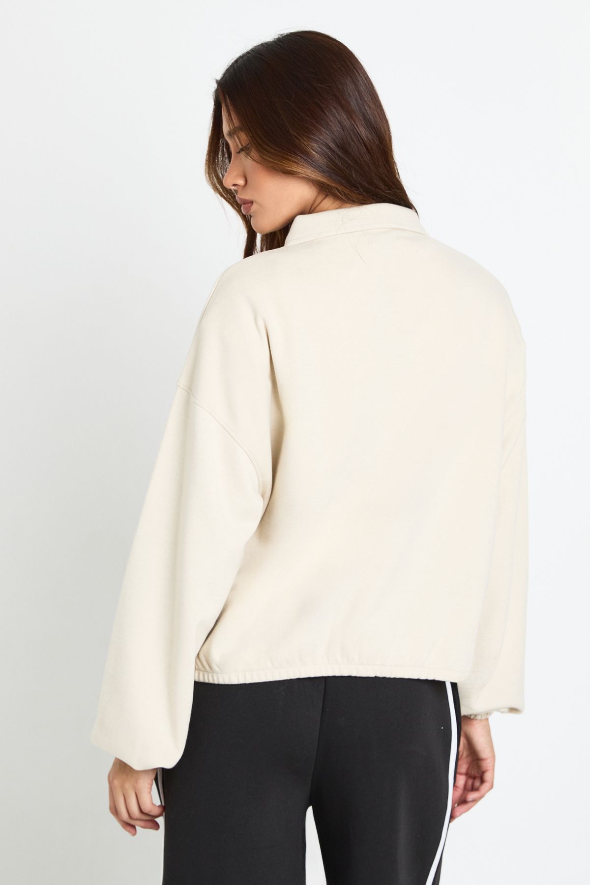 Interlock Bubble Hem Zip Through Bomber Sweatshirt - Image 2