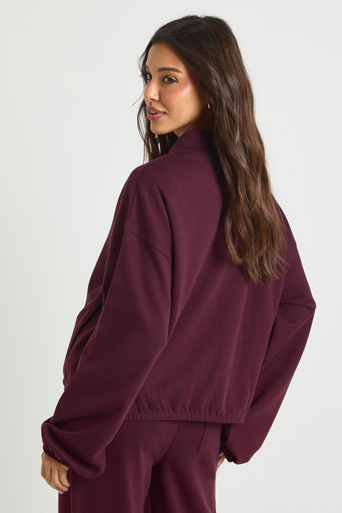 Interlock Bubble Hem Zip Through Bomber Sweatshirt - Image 2