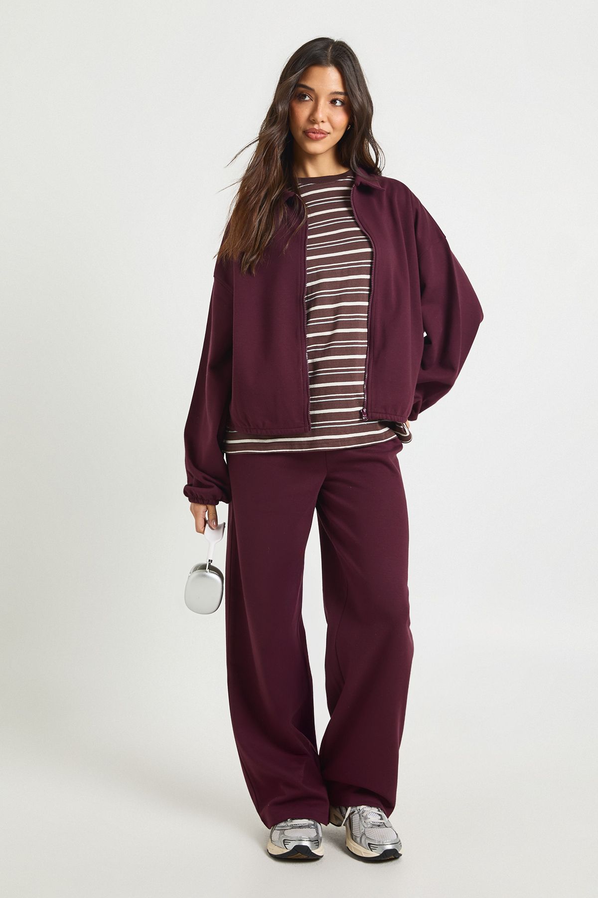 Interlock Bubble Hem Zip Through Bomber Sweatshirt - Image 3