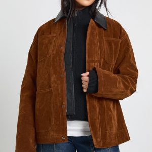 Boxy Suede Bomber Jacket