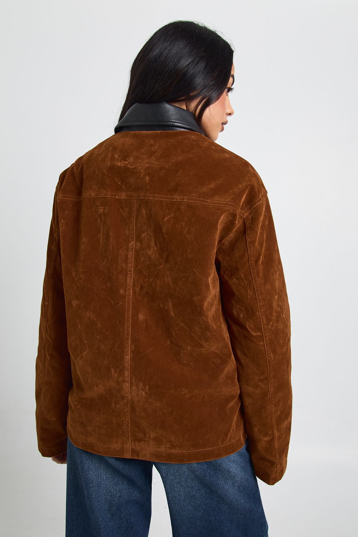 Boxy Suede Bomber Jacket - Image 2