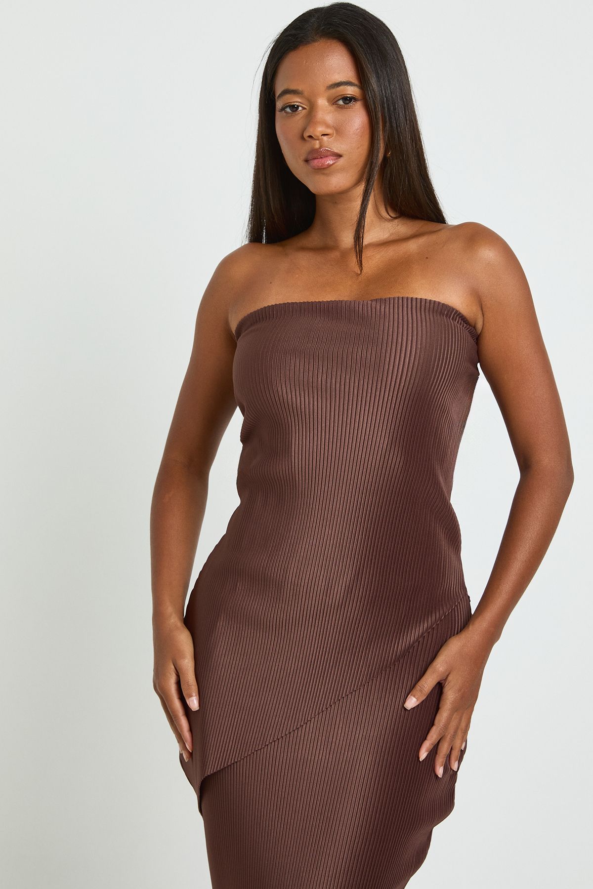 Plisse Bandeau Double Layer Maxi Dress - Image 3