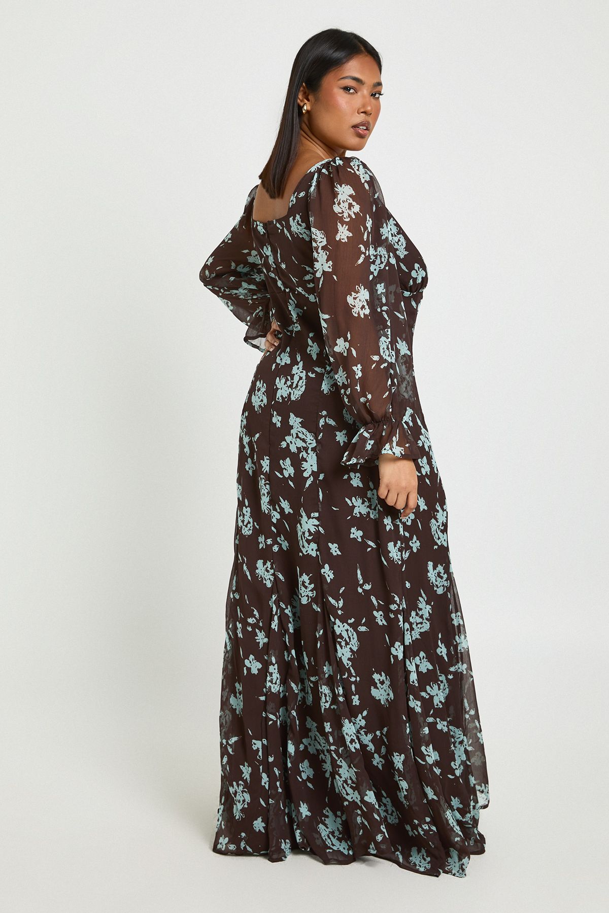Plus Floral Chiffon Milkmaid Maxi Dress - Image 2