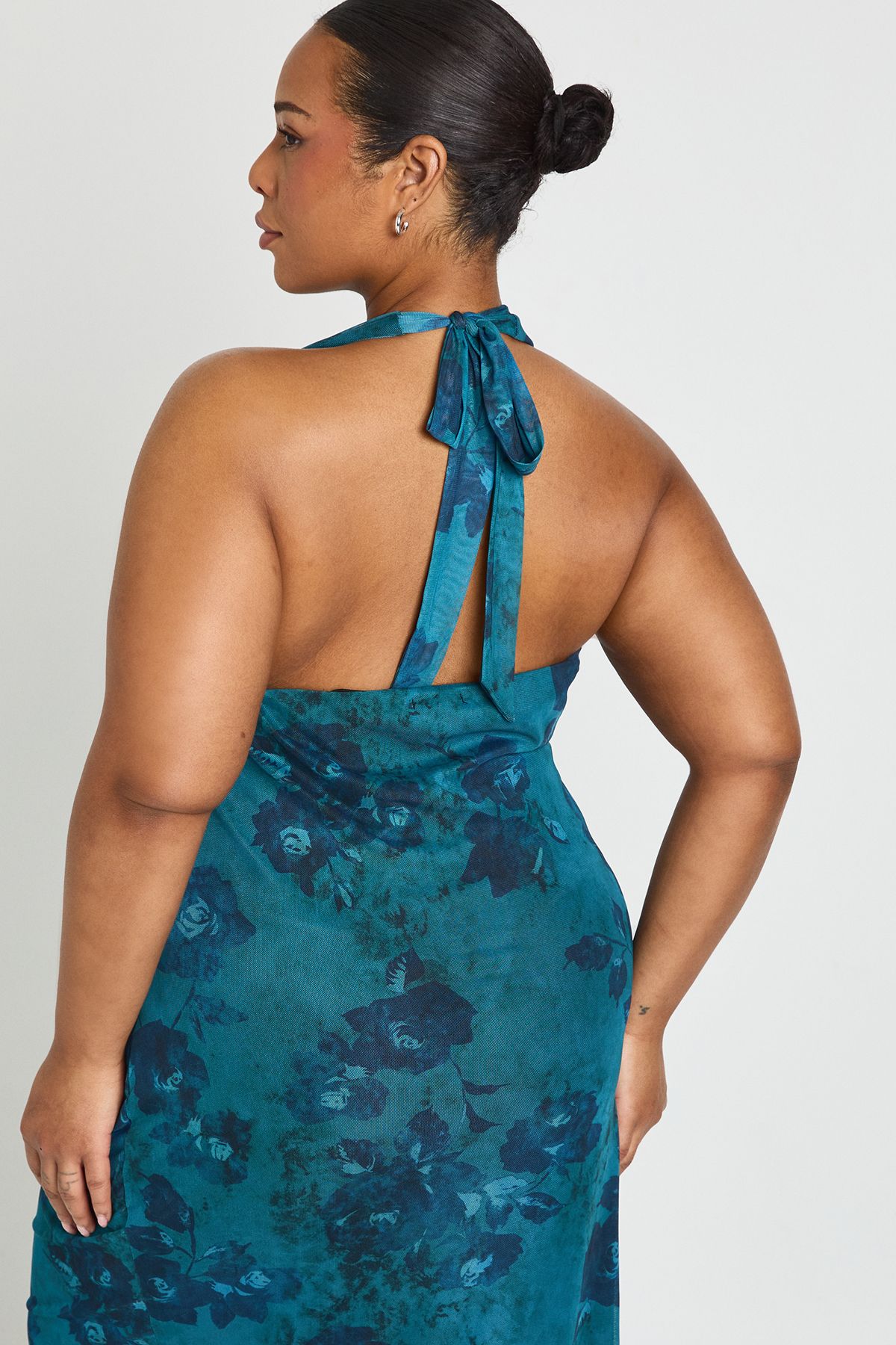 Plus Halter Cowl Ruched Side Midaxi Dress - Image 4