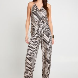 Zebra Satin Halter Top & Trouser Co Ord