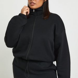 Plus Toggle Hem Funnel Neck Jacket