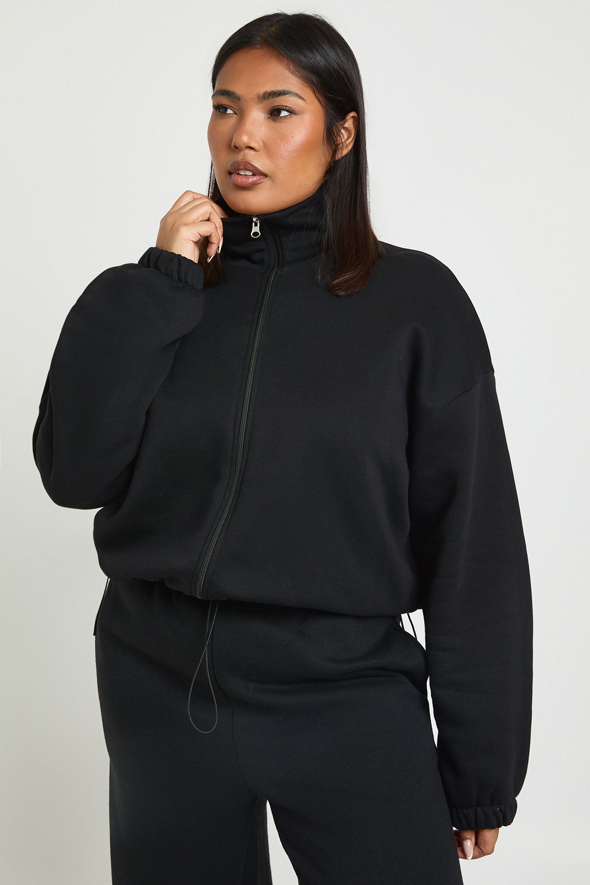 Plus Toggle Hem Funnel Neck Jacket