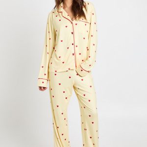 Valentines Heart Print Long Sleeve Shirt & Trouser Pyjama Set