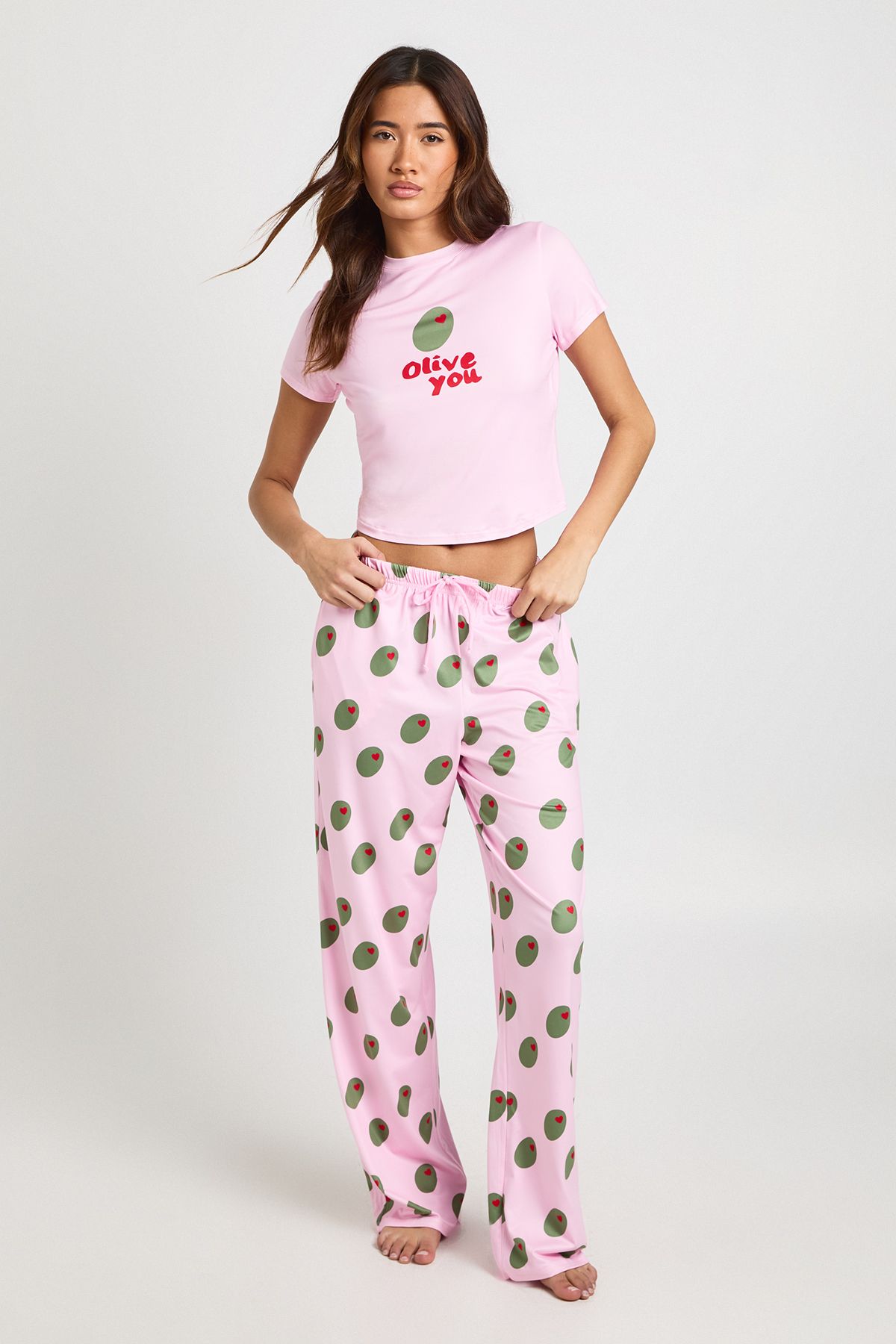 Valentines 'Olive You' Short Sleeve T-Shirt & Trouser Pyjama Set - Image 3