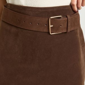 Chocolate Faux Suede Chunky Belt