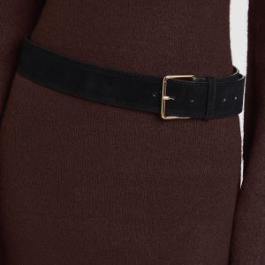 Black Faux Suede Chunky Belt