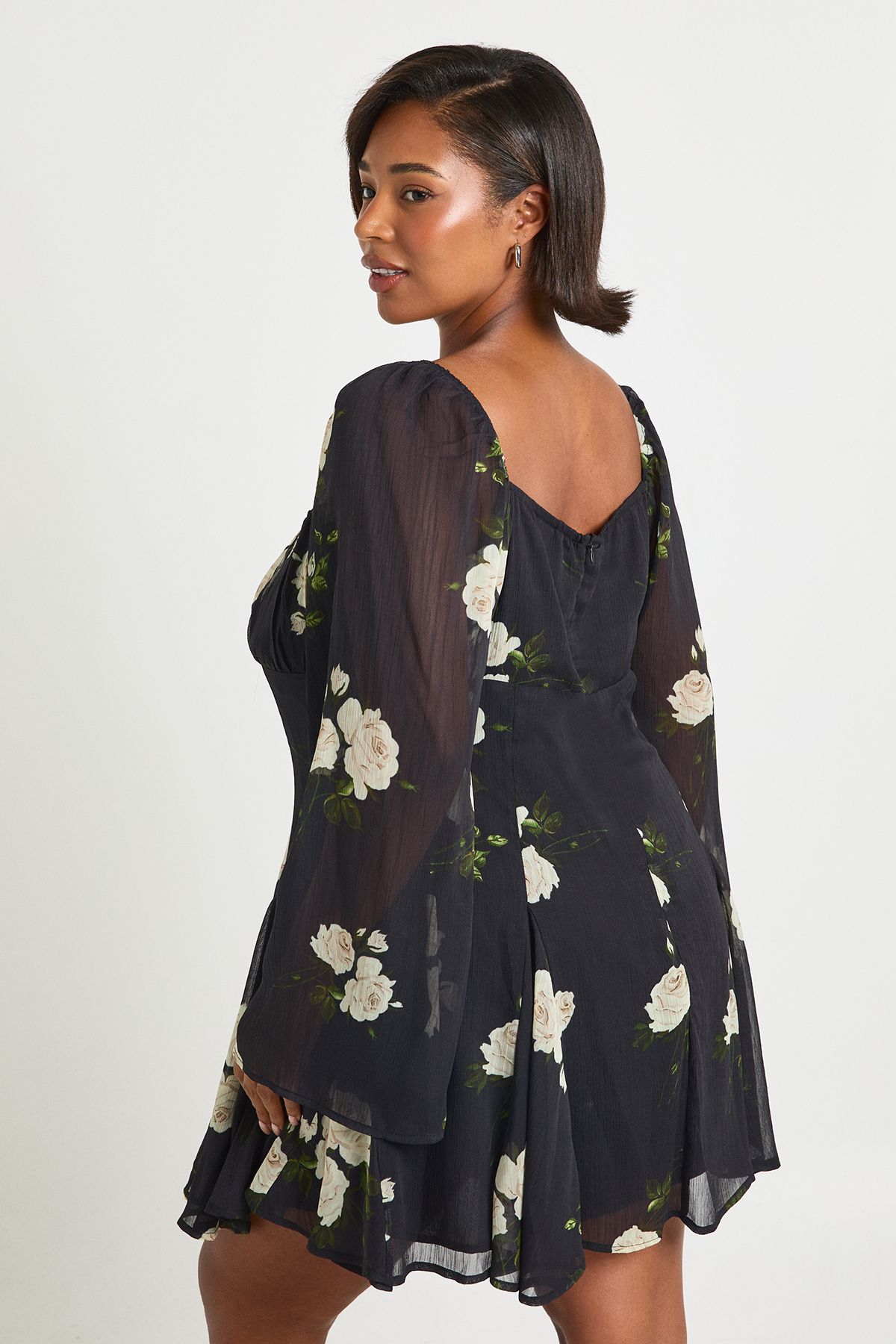 Plus Floral Chiffon Godet Skater - Image 2