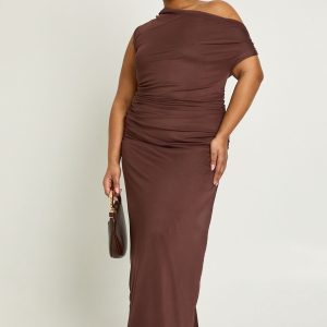 Plus Off The Shoulder Mesh Maxi Dress