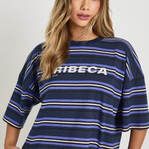Striped Printed Boxy Tshirt