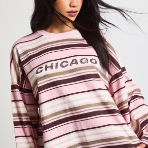 Striped Printed Long Sleeve Top
