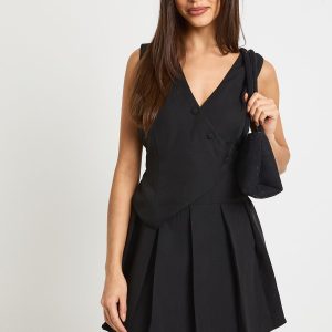 Waistcoat Pleated Skort Playsuit