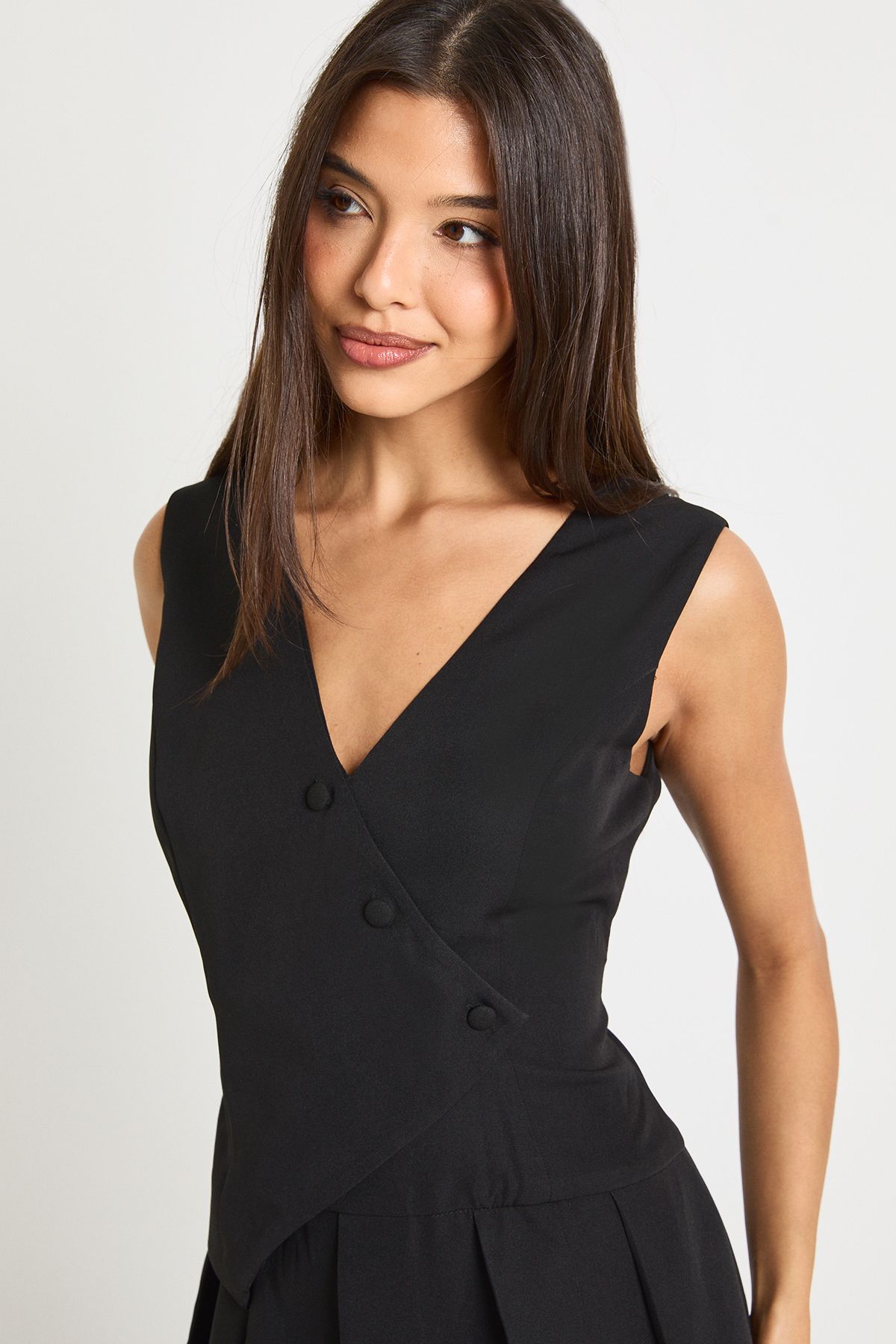 Waistcoat Pleated Skort Playsuit - Image 4